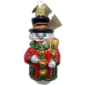 Old World Christmas SNOWMAN Blown Glass Ornament Merck Family 2001 [129]